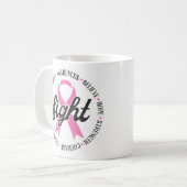Vecht tegen borstkanker Roze Lint bewustzijn Koffiemok (Voorkant links)