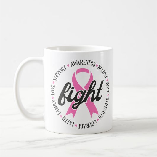 Vecht tegen borstkanker Roze Lint bewustzijn Koffiemok (Links)