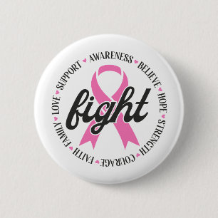 Vecht tegen borstkanker Roze Lint bewustzijn Ronde Button 5,7 Cm