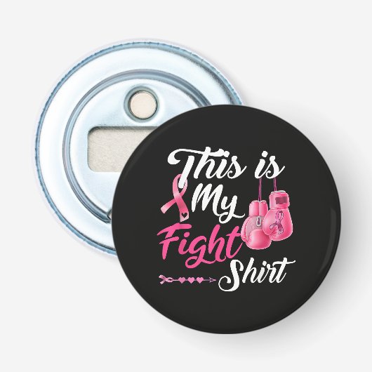 Vecht tegen borstkanker Roze lint vechter boksen Button Flesopener (Voorkant)