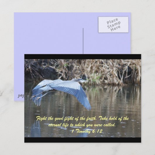 Vecht tegen de goede strijd van het geloof. briefkaart (Voorkant / Achterkant)