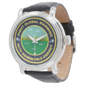 Vecht tegen de opwarming van de aarde windenergie horloge (Gekanteld)