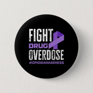 Vecht tegen drugs Overdosis Paarse lint Opioid Ove Ronde Button 5,7 Cm