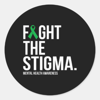 Vecht Tegen Het Stigma Groen Lint Geestelijke Gezo Ronde Sticker