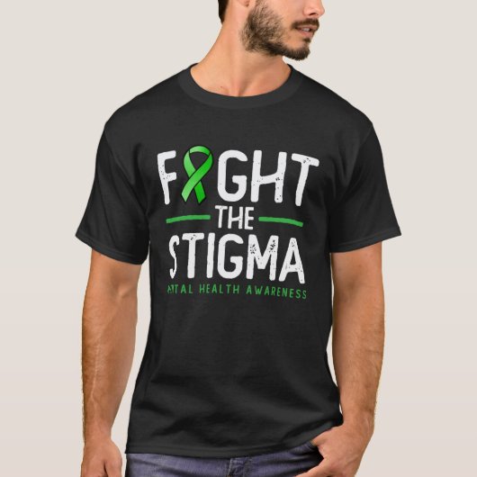 Vecht Tegen Het Stigma Groene Lint Tee Mentale Ge T-shirt (Voorkant)