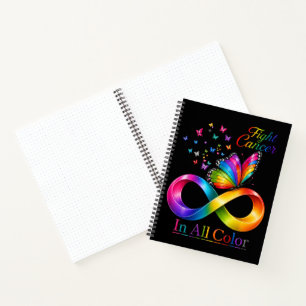 Vecht tegen kanker in alle kleuren regenboog vlind notitieboek