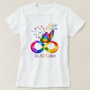 vecht tegen kanker in alle kleuren regenboog vlind t-shirt