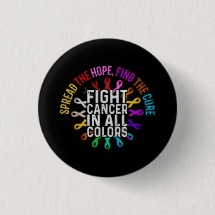 Vecht tegen kanker in elke en alle kleuren - linte ronde button 3,2 cm