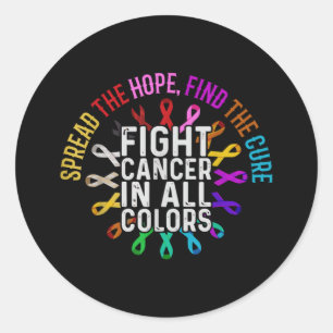 Vecht tegen kanker in elke en alle kleuren - linte ronde sticker