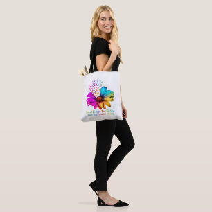 Vecht tegen kanker in lintjes bloem in elke kleur tote bag