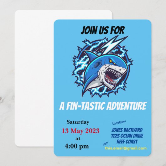 Vecht tegen Ninja Shark Party Invitation Save The Date (Voorkant / Achterkant)