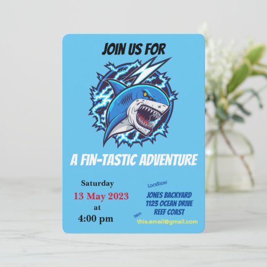 Vecht tegen Ninja Shark Party Invitation Save The Date (Staand voorkant)