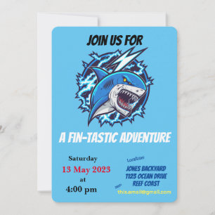 Vecht tegen Ninja Shark Party Invitation Save The Date