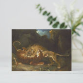 Vecht tussen een leeuw en een tijger kaart (Staand voorkant)