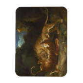 Vecht tussen een leeuw en een tijger magneet (Verticaal)