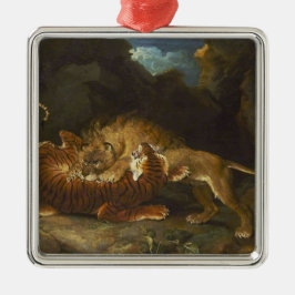 Vecht tussen een leeuw en een tijger metalen ornament