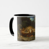 Vecht tussen een leeuw en een tijger mok (Voorkant links)