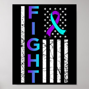 Vecht Usa Vlag Gelukkig Zelfmoord Bewustzijn Steun Poster