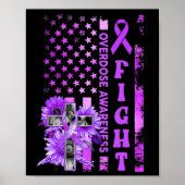 Vecht USA Vlag Zonnebloem Christelijk Overdosis Aw Poster (Voorkant)