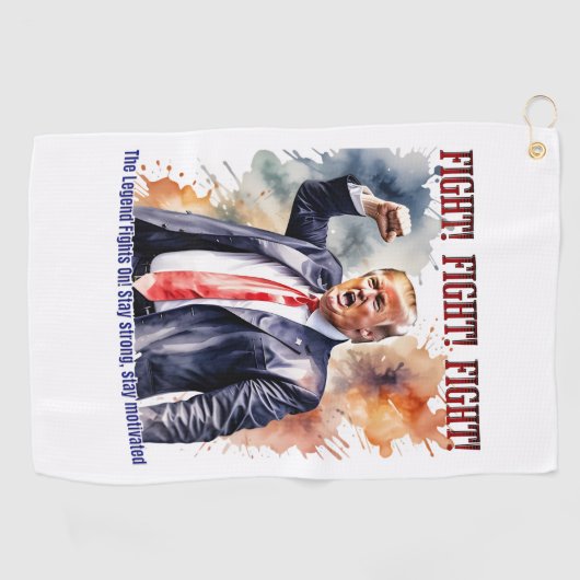 Vecht! Vecht! Vecht! Trump legende Golfhanddoek (Horizontaal)