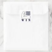 Vecht, vecht, vecht, win vierkante sticker (Tas)