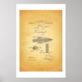 Vecht vissen 1911 US Patent Poster - C W Allen (Voorkant)