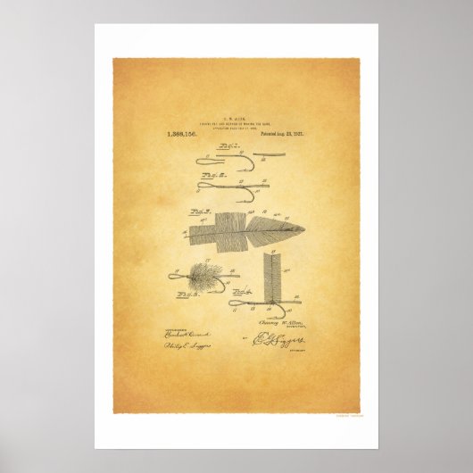 Vecht vissen 1911 US Patent Poster - C W Allen (Voorkant)