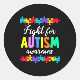 Vecht voor autism bewustzijn steun team autistisch ronde sticker