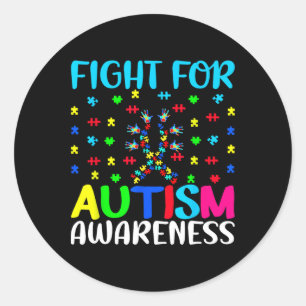 Vecht voor Autisme Bewustzijn Puzzel Handen Design Ronde Sticker