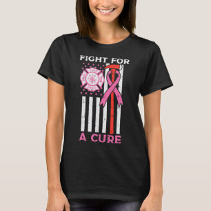 Vecht voor een genezing brandweerman VS vlag borst T-shirt