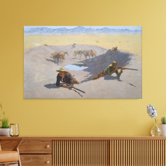 Vecht voor het watergat canvas afdruk (Insitu (Woonkamer))