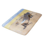 Vecht voor het watergat (door Frederic Remington) Badmat (Gekanteld)