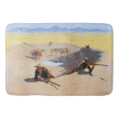 Vecht voor het watergat (door Frederic Remington) Badmat (Voorkant)