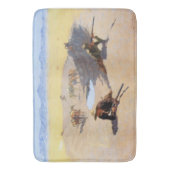 Vecht voor het watergat (door Frederic Remington) Badmat (Voorkant Verticaal)