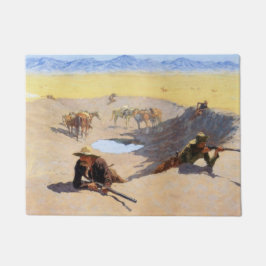 Vecht voor het watergat (door Frederic Remington) Deurmat
