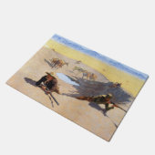Vecht voor het watergat (door Frederic Remington) Deurmat (Schuin)