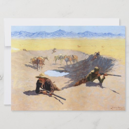 Vecht voor het watergat (door Frederic Remington) Kaart (Voorkant)