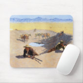 Vecht voor het watergat (door Frederic Remington) Muismat (Met muis)