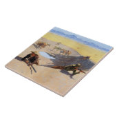 Vecht voor het watergat (door Frederic Remington) Tegeltje (Zijkant)