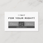 Vecht voor je juiste advocaat, advocaat, advocaat visitekaartje (Voorkant)