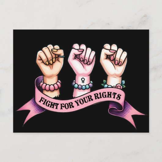 Vecht voor je rechten als feministe briefkaart (Voorkant)