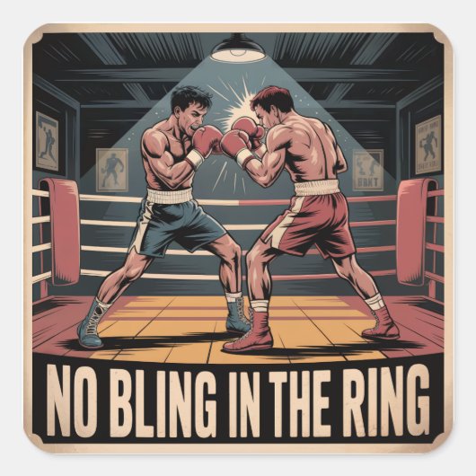  vechtclub - geen bling in de ring vierkante sticker (Voorkant)