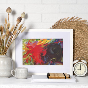 Vechtdende vormen van Franz Marc, Vintage Fijne Ku Poster