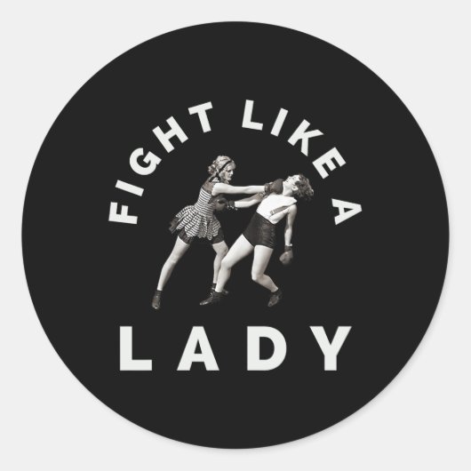 Vechten als een dame Boksen Ronde Sticker (Voorkant)