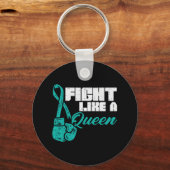 Vechten als Queen Blauwgroen bokshandschoenen eier Sleutelhanger (Voorkant)