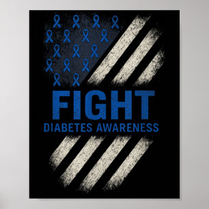 Vechten Diabetes Bewustzijn - Diabetes Vlag van de Poster