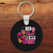 Vechten is mijn gevecht tegen borstkanker Boksen B Sleutelhanger (Voorkant)