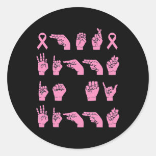 Vechten is mijn vechtgebarentaal Borstkanker Supp Ronde Sticker