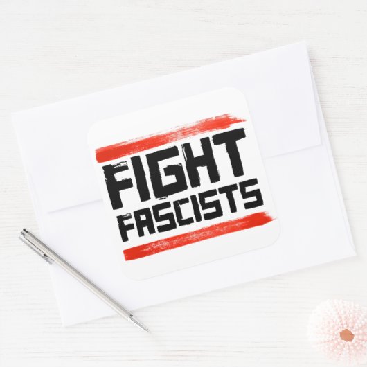 VECHTEN TEGEN FASCISTEN VIERKANTE STICKER (Envelop)