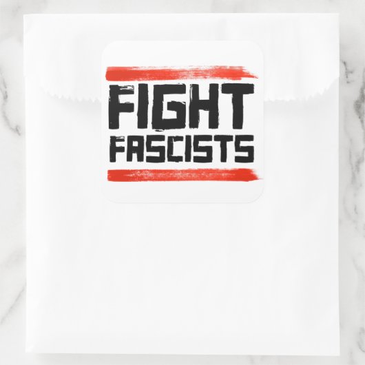VECHTEN TEGEN FASCISTEN VIERKANTE STICKER (Tas)